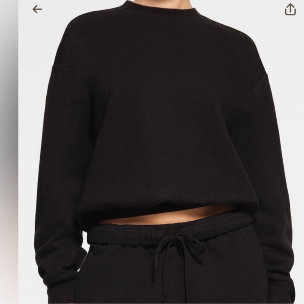 skims - cotton fleece crew neck pullover (onyx)